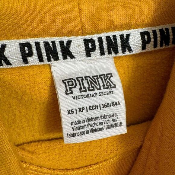 PINK Victorias Secret Yellow Hooded Pullover Cowl Neck Sweater XS Flawed - Picture 4 of 6